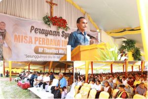 Wabup Gonzalo Hadiri Misa Syukur Imam Baru  RP. Theofilus Wo’i, CMF